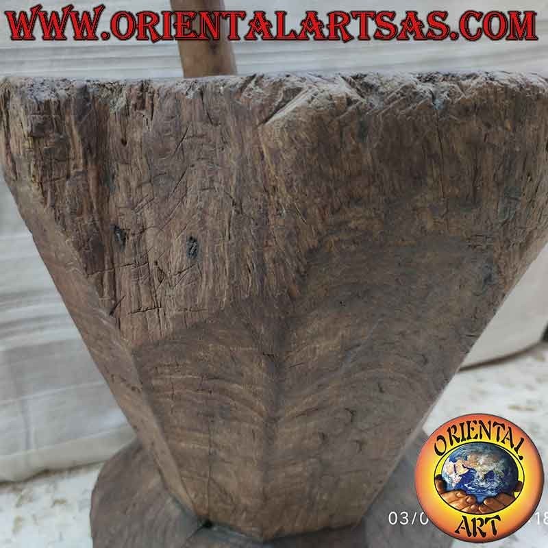 Antique Teak Wood Lesung Mortar & Pestle 1900 Sulawesi