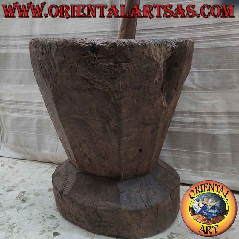 Mortero Antiguo Lesung Madera Teca 1900 Sulawesi 30Kg