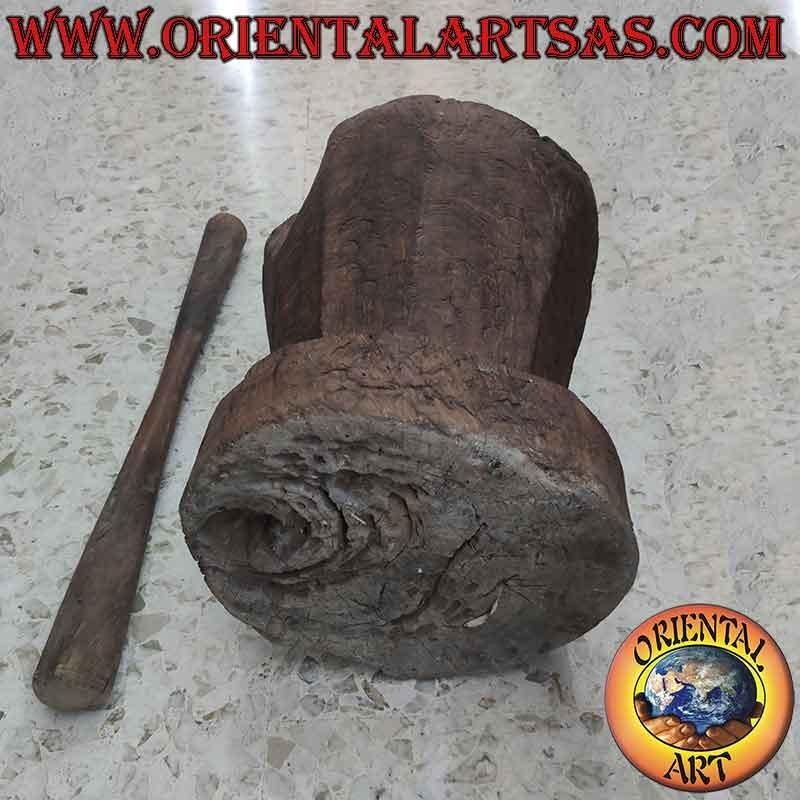 Mortero Antiguo Lesung Madera Teca 1900 Sulawesi 30Kg