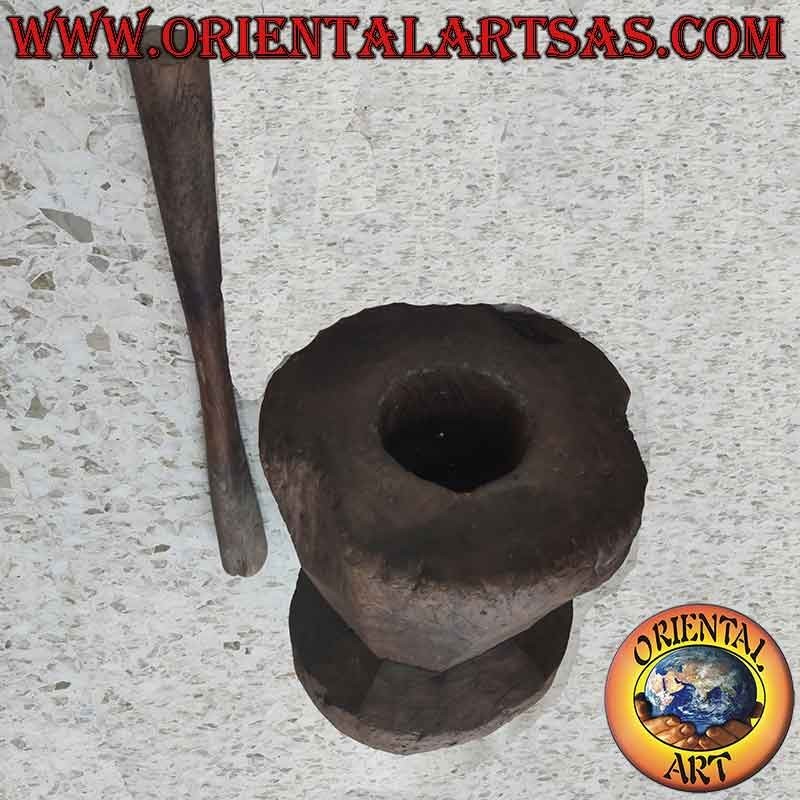 Antique Teak Wood Lesung Mortar & Pestle 1900 Sulawesi