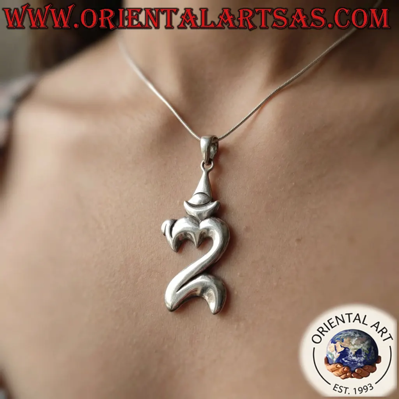 Handmade Balinese Om pendant in 925 sterling silver – Sacred syllable symbol detail – 3.8g – Indonesia