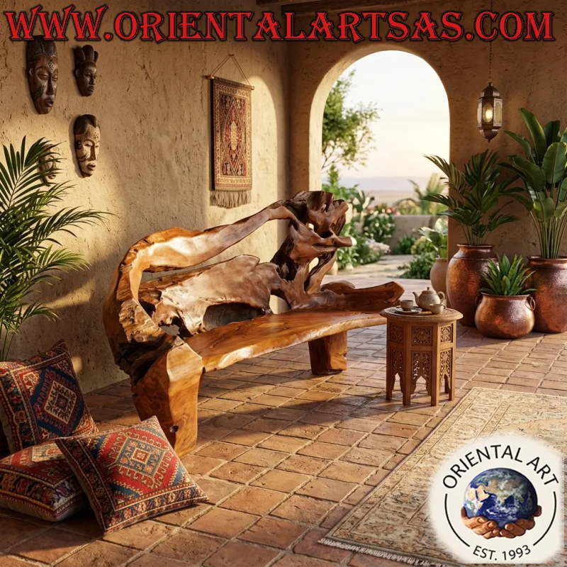 Poltrona in radice naturale di legno teak (95h x 170x50)