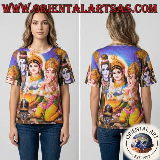 Camiseta de algodón Ganesh con estampado a doble cara, fabricada en Tailandia – 60x28 cm – cintura 56 cm