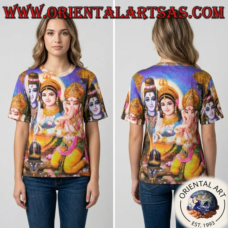 T-shirt en coton Ganesh, imprimé recto verso, fabriqué en Thaïlande – 60 x 28 cm – tour de taille 56 cm