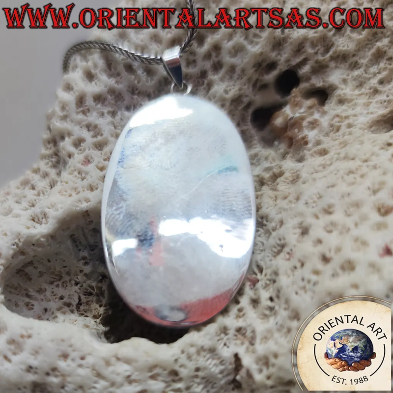 Großer Ovaler 925 Silber Anhänger mit Paua Abalone Muschel
