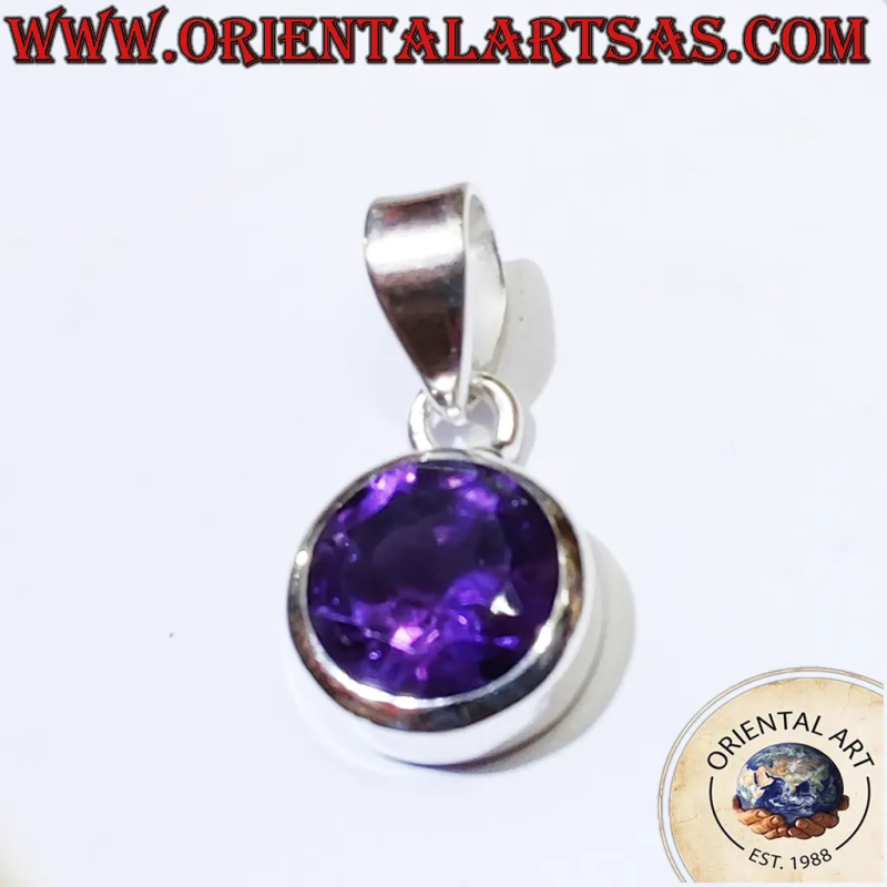 Ciondolo Solitario Argento 925 Ametista Uruguay Tonda 2.3g