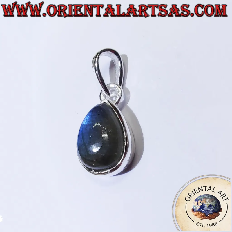 Colgante Gota Plata 925 Labradorita Azul | Oriental Art