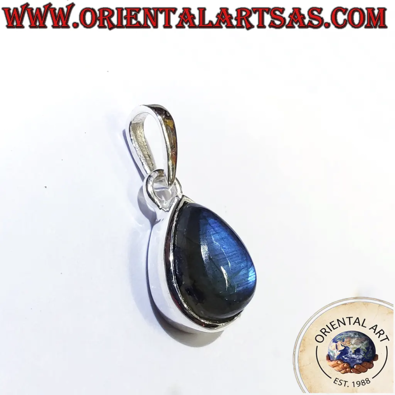 925 Silver Teardrop Blue Labradorite Pendant | Oriental Art