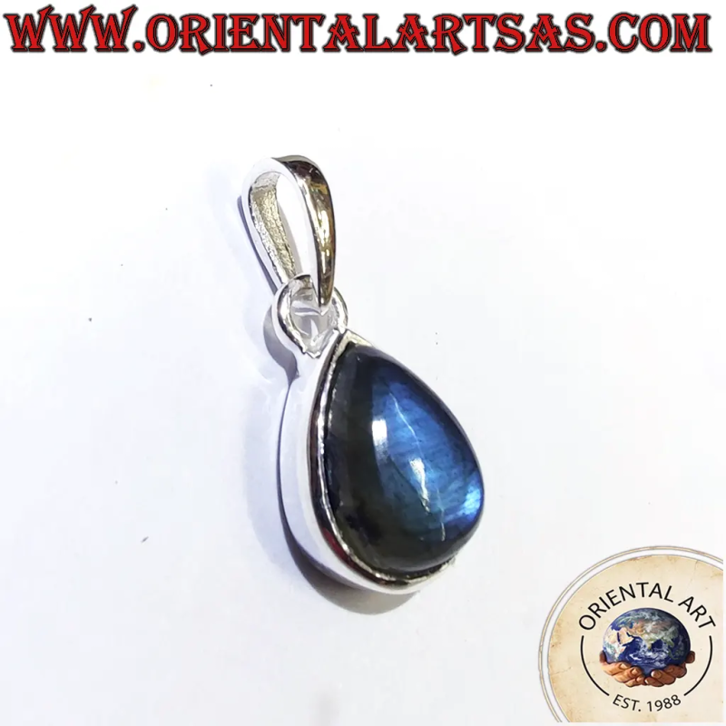 Colgante Gota Plata 925 Labradorita Azul | Oriental Art