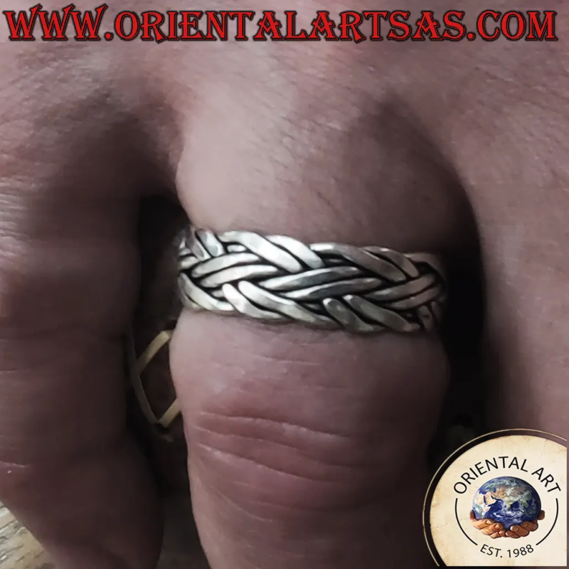 925 Sterling Silver Interwoven Band Ring 7mm | Oriental Art