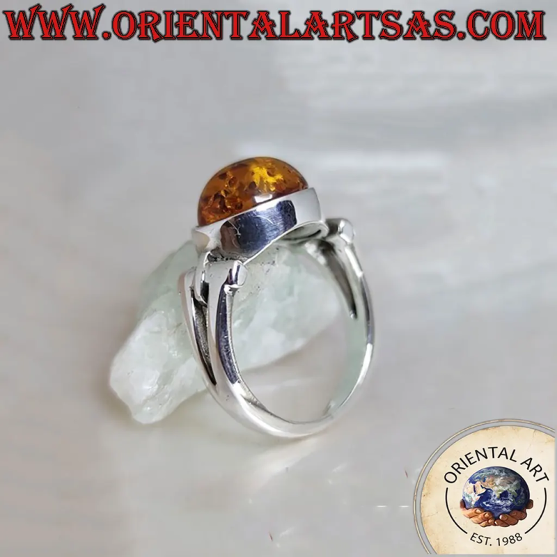 Bague Argent 925 Ambre Ovale Ajourée | Oriental Art