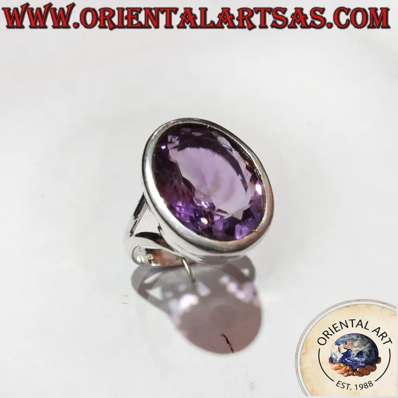 Anillo Plata 925 Amatista Óvalo Facetado | Oriental Art