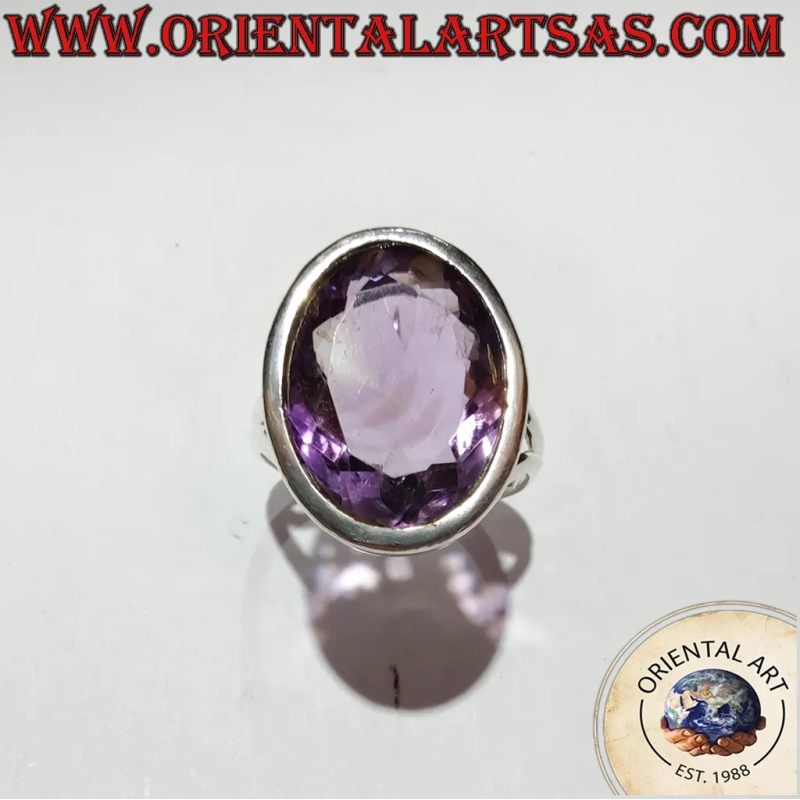 Bague Argent 925 Améthyste Ovale Facettée | Oriental Art