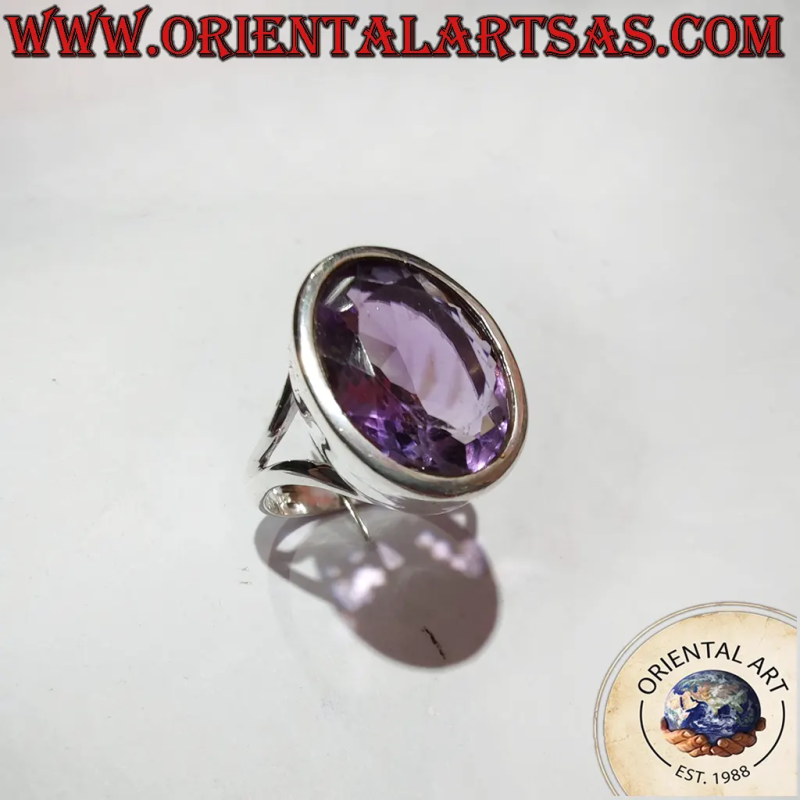 Anillo Plata 925 Amatista Óvalo Facetado | Oriental Art