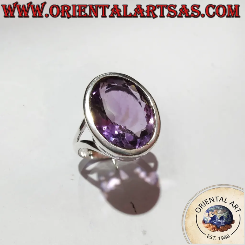 Bague Argent 925 Améthyste Ovale Facettée | Oriental Art