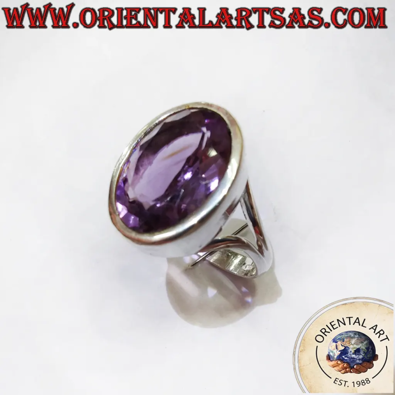 925 Silberring Amethyst Oval Facettiert | Oriental Art