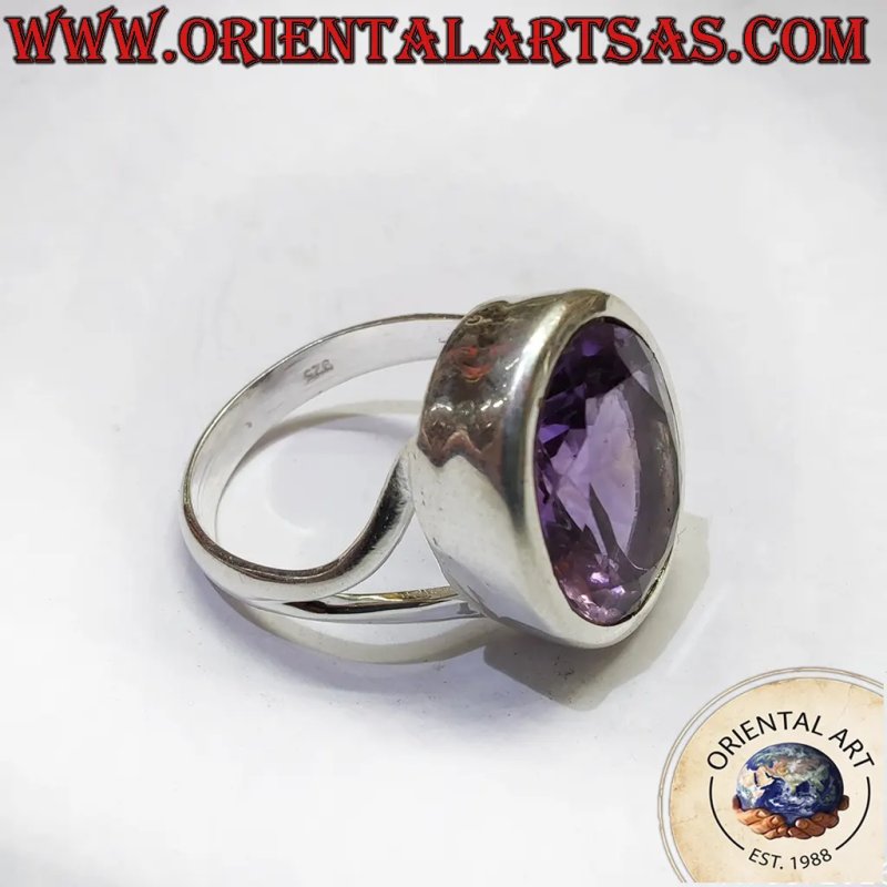 Bague Argent 925 Améthyste Ovale Facettée | Oriental Art