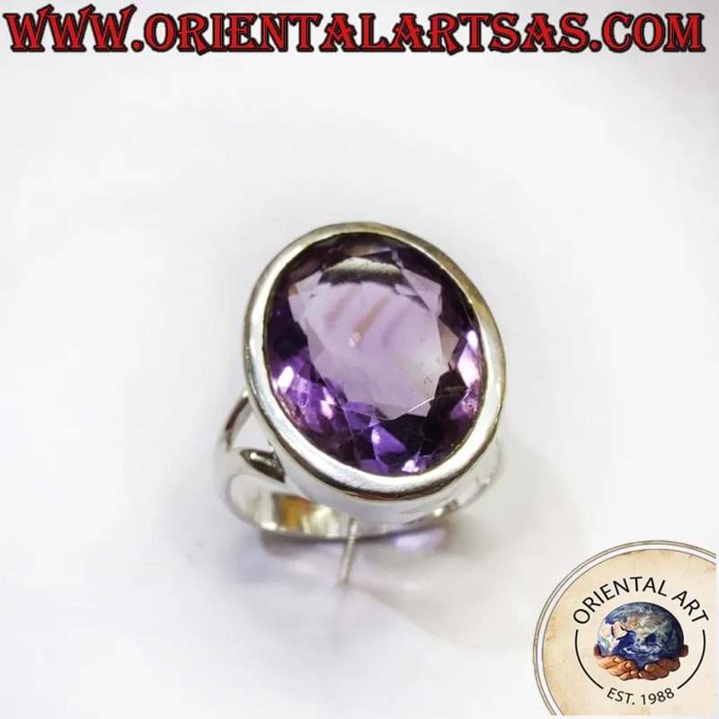 Anillo Plata 925 Amatista Óvalo Facetado | Oriental Art