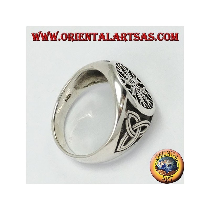 Silver ring, vegevir (celtic compass) with tyrone knot