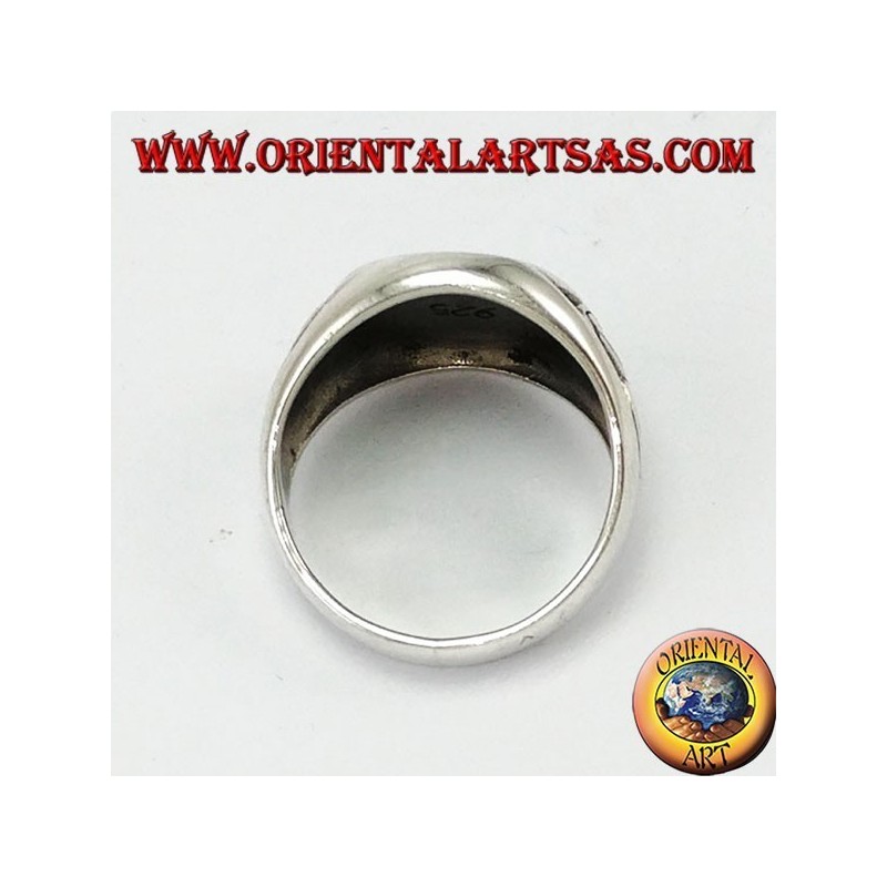 Bague en argent, vegevir (boussole celtique) avec tyrone nœud