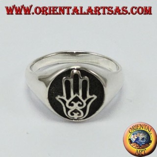 Silber Ring, Siegel Hand von Fatma Hamsa