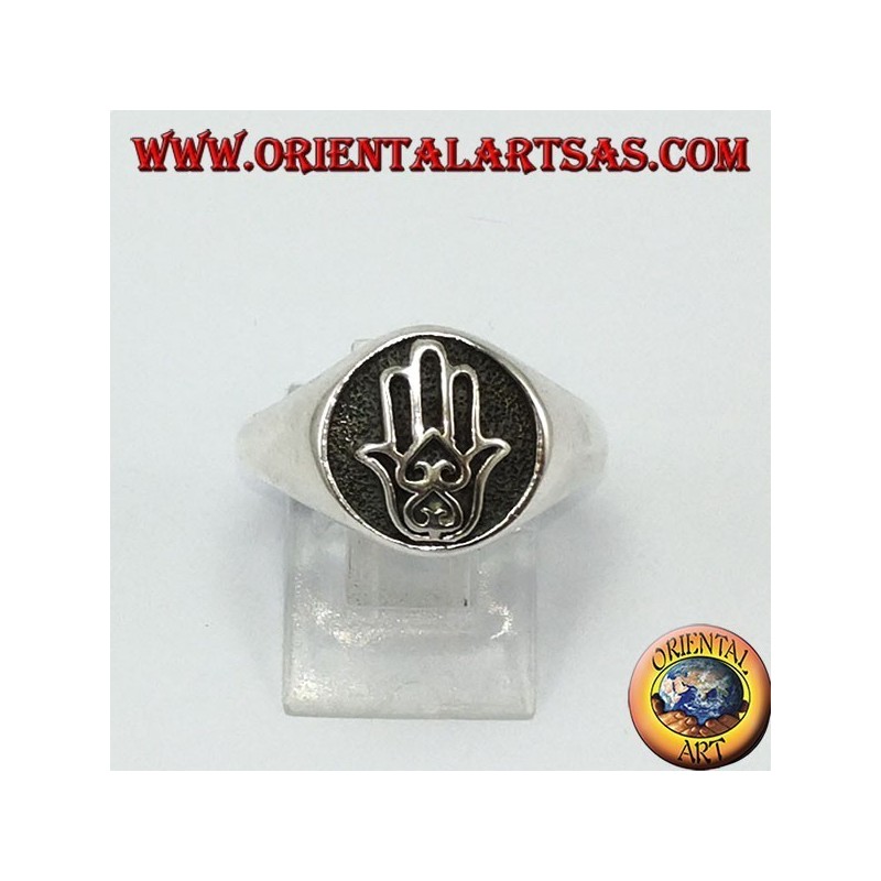 Bague en argent, joint Main de Fatma Hamsa