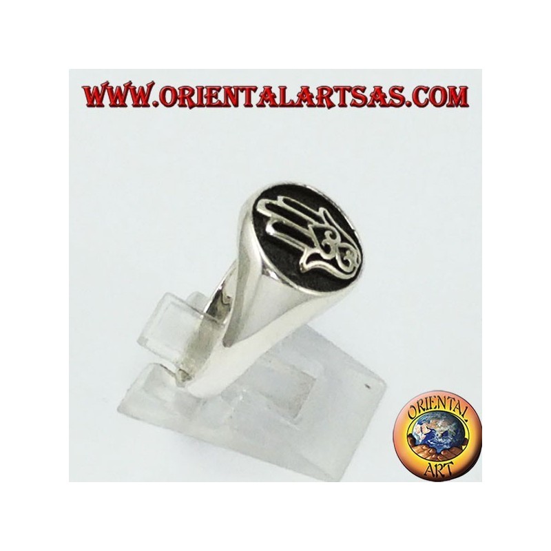 Silber Ring, Siegel Hand von Fatma Hamsa