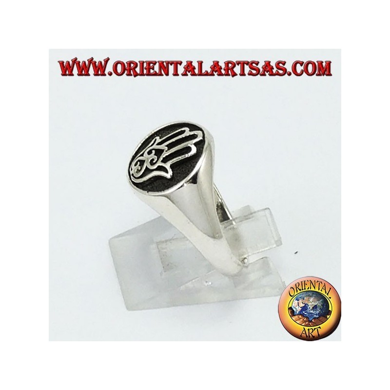 Bague en argent, joint Main de Fatma Hamsa