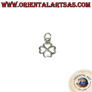 Small 925 sterling silver four-leaf clover pendant featuring rounded leaves and a central openwork cutout