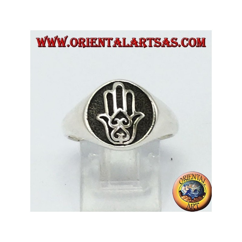 Silber Ring, Siegel Hand von Fatma Hamsa