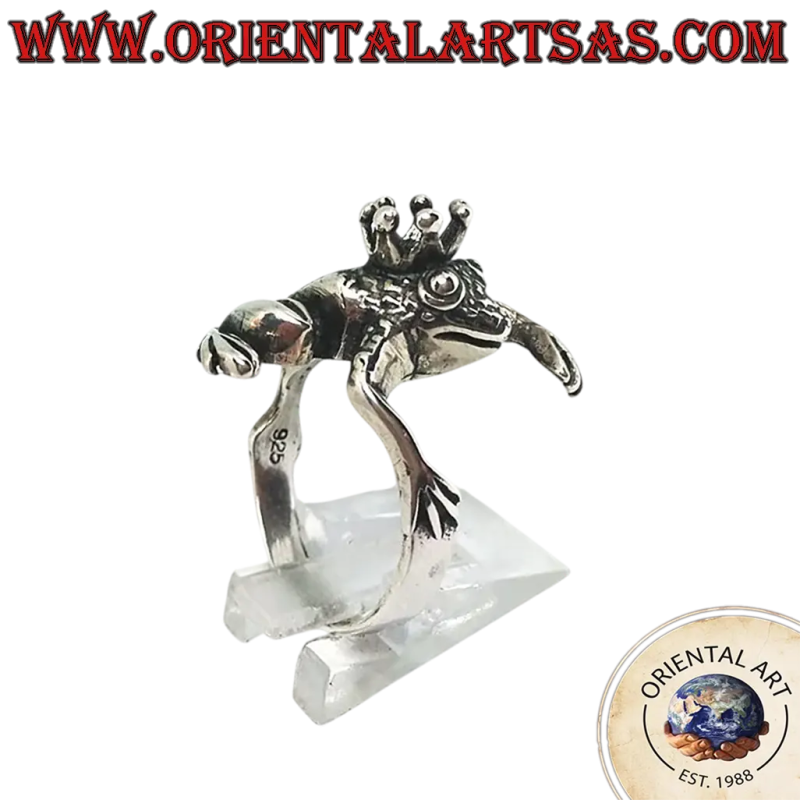 Anello Rana con Corona Argento 925 Brunito	Oriental Art