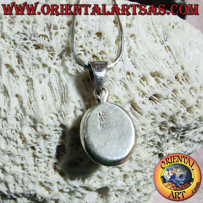 925 Silver Pendant with Oval Black Star Diopside	Oriental Art