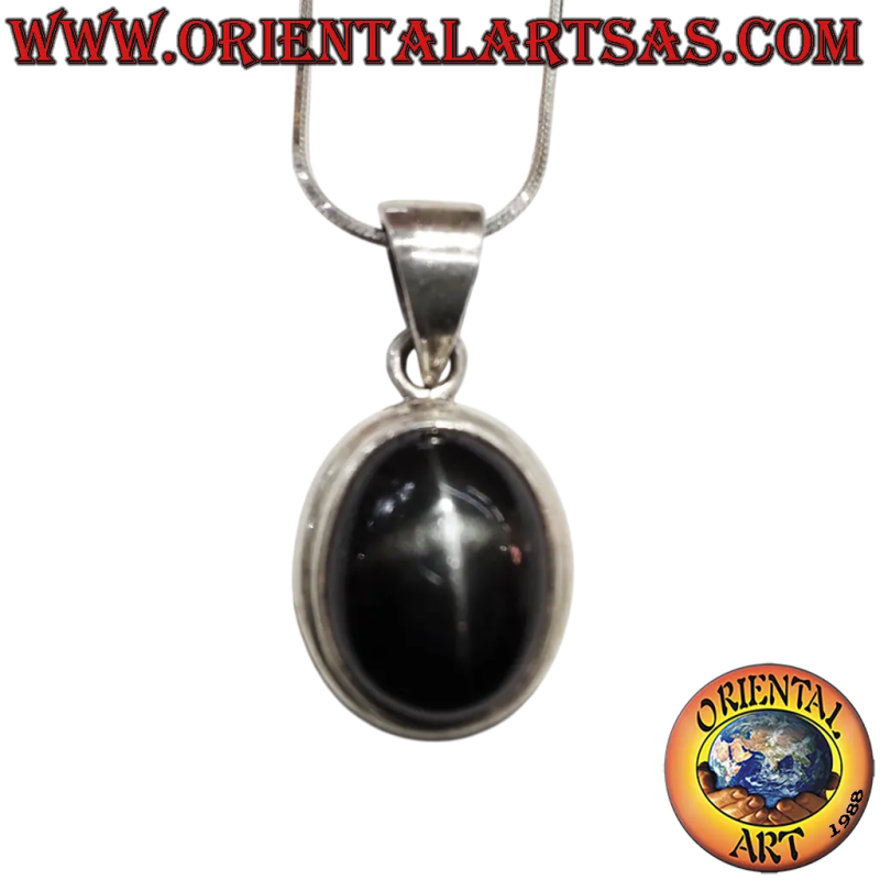Pendentif Argent 925 et Diopside Étoilé Ovale	Oriental Art