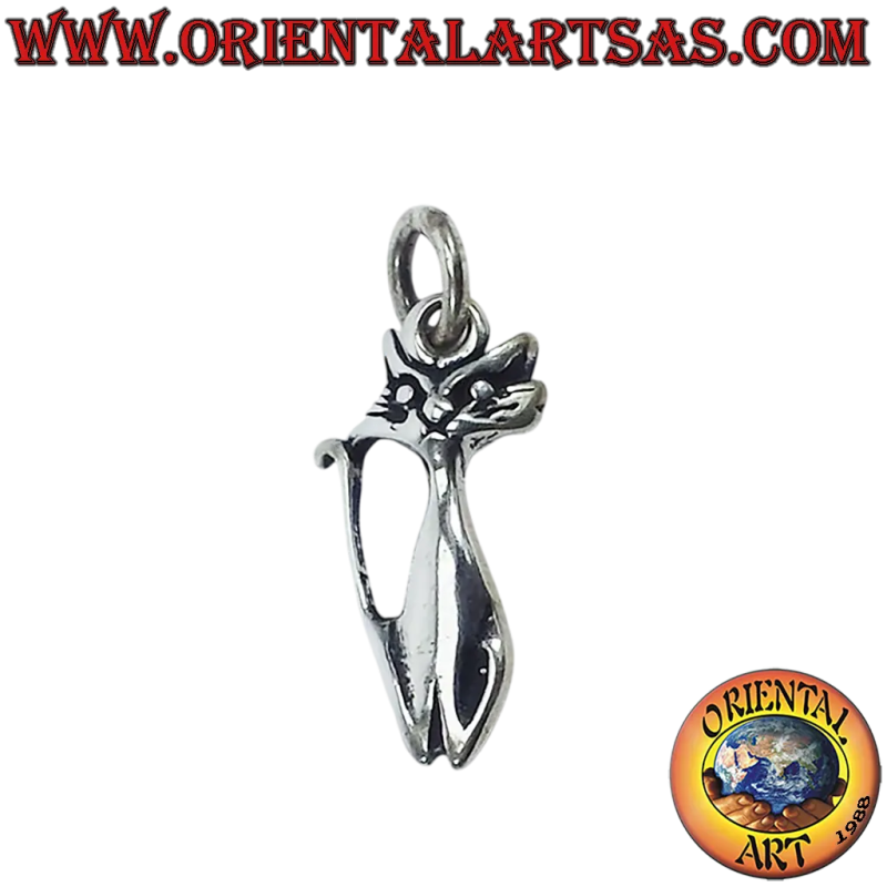Colgante plata 925 gato simpático elegante felino 26mm 1,2g