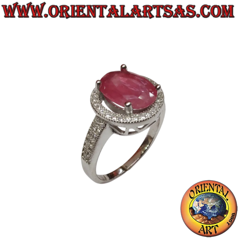 Anillo Plata 925 Rubí Natural Ovalado Circones 4 Garras