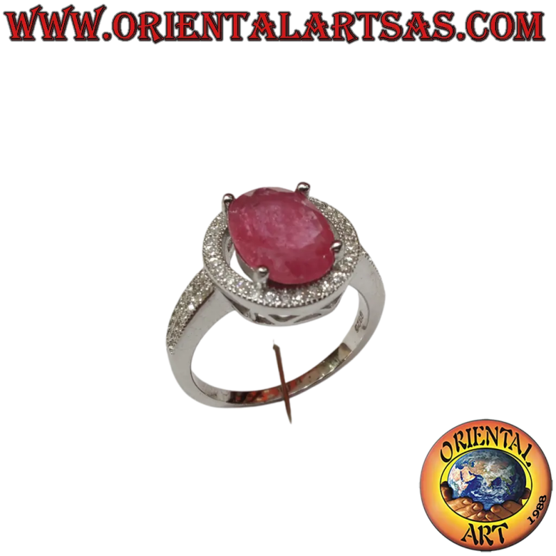 Anillo Plata 925 Rubí Natural Ovalado Circones 4 Garras