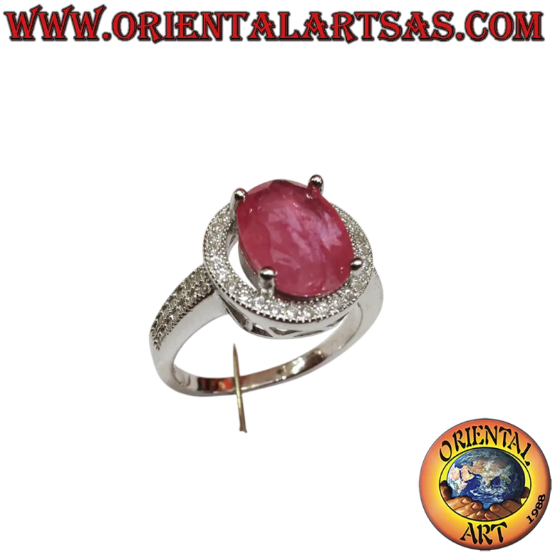 Anillo Plata 925 Rubí Natural Ovalado Circones 4 Garras