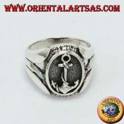 Silver ring with anchors