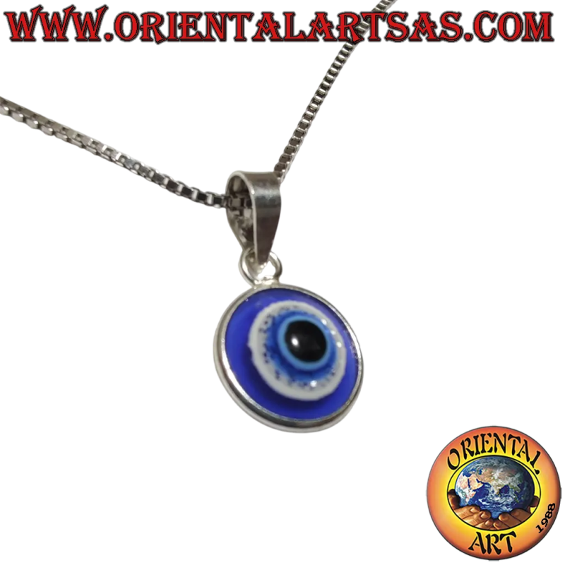 Pendentif Argent 925 Oeil d'Allah Bleu 8mm	Oriental Art