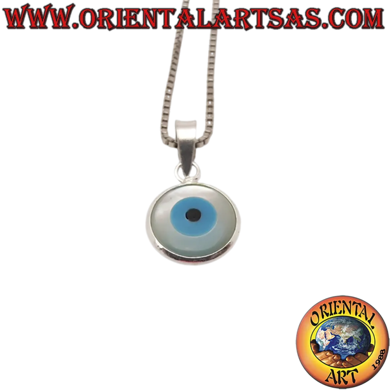 Colgante de ojo griego de plata 925 de 8 mm para collar y pulsera