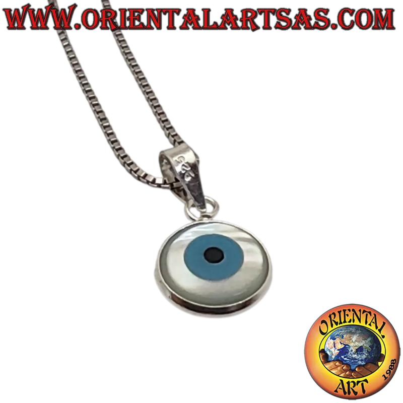 925 Silver Greek Eye Pendant 8mm for Necklace and Bracelet