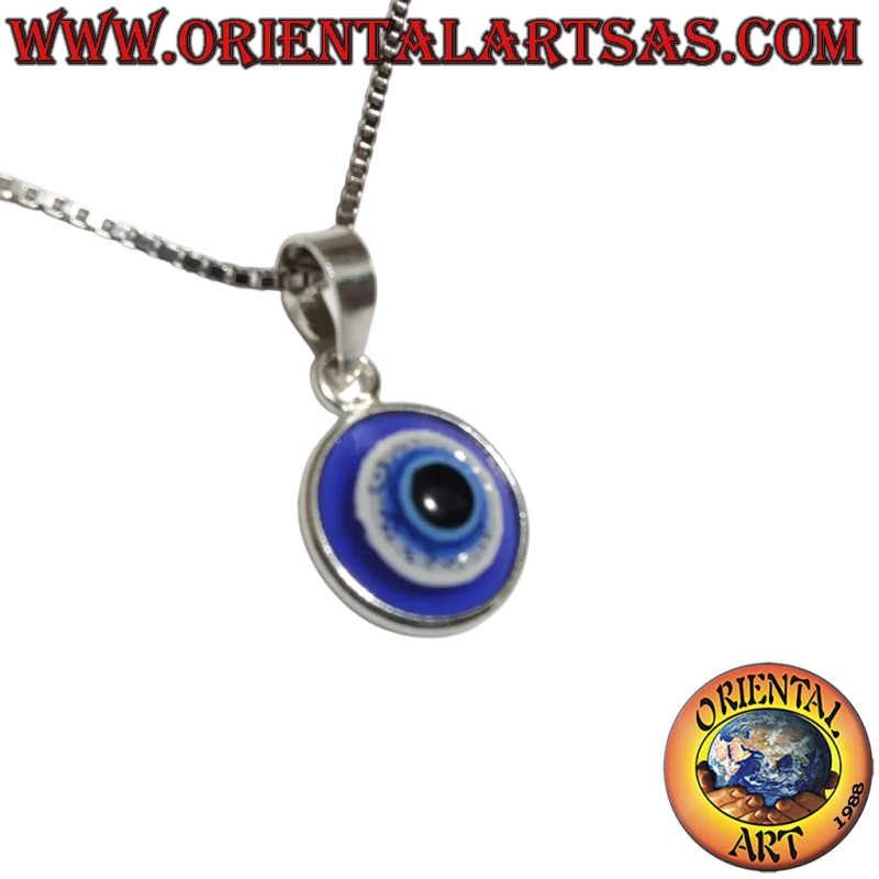Colgante Ojo de Allah de Plata 925 Contra Mal de Ojo 8mm. Oriental Art