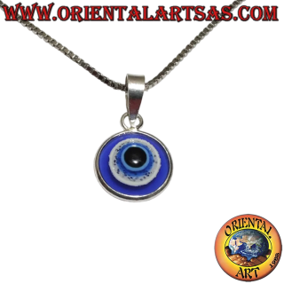 Ciondolo portafortuna in argento 925 con l'Occhio di Allah tondo da 8 mm, utilizzabile anche come charm per bracciali