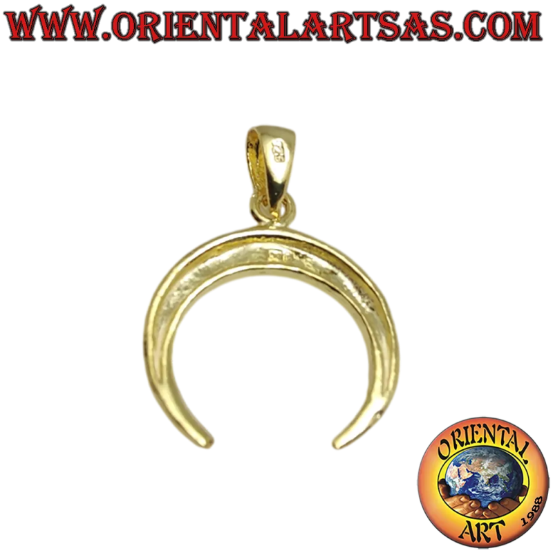 Ciondolo Mezzaluna Wicca Argento Placato Oro 15mm	Oriental Art