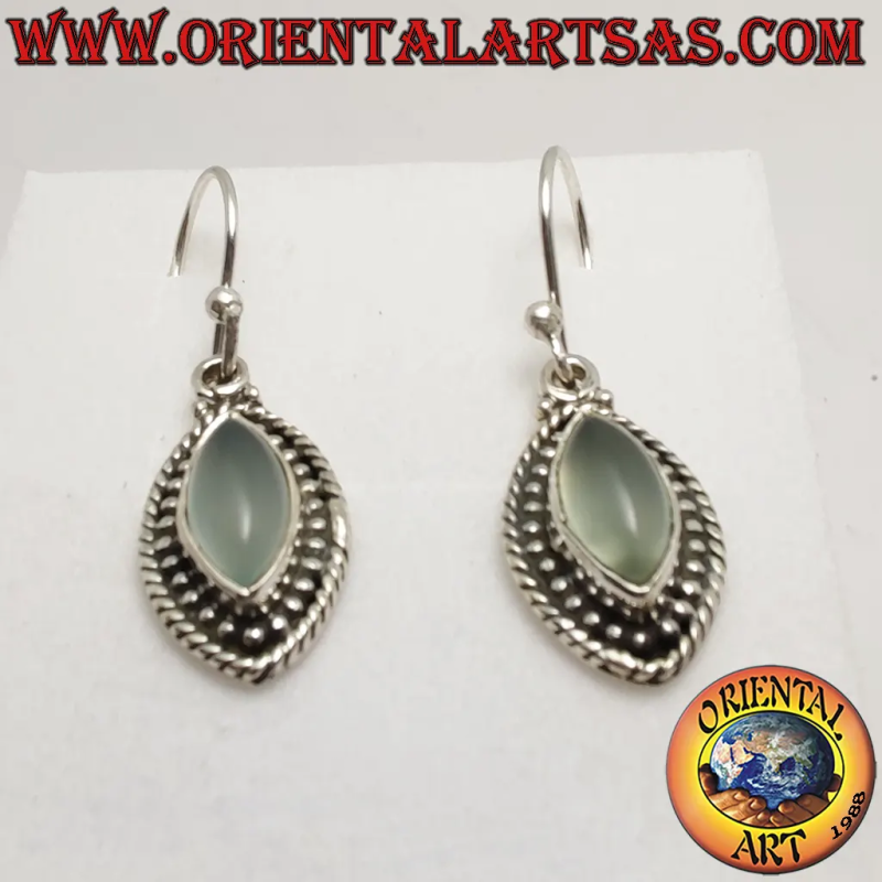 Boucles d'oreilles en argent 925 avec pierre de lune, Navetta