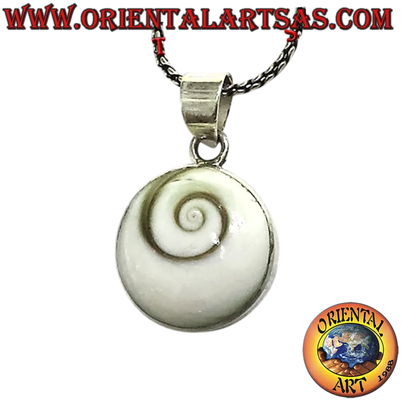 Pendentif Argent 925 Œil Sainte Lucie Coquille Spirale 17mm