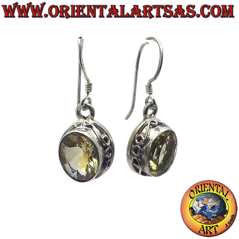 Pendientes Plata y Topacio Natural Nepal Hechos a Mano	Oriental Art