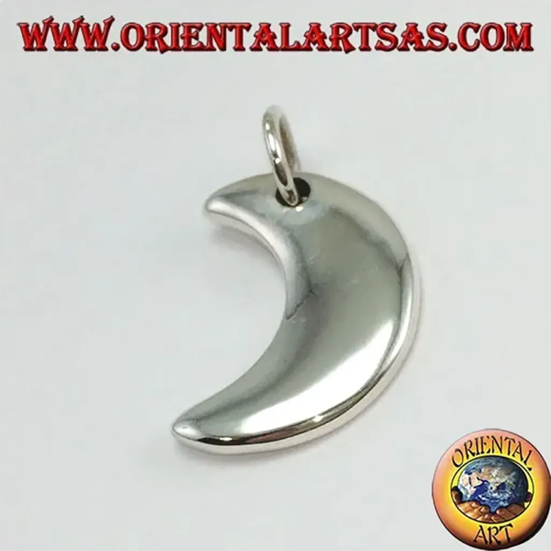925 Silver Simple Smooth Solid Crescent Pendant