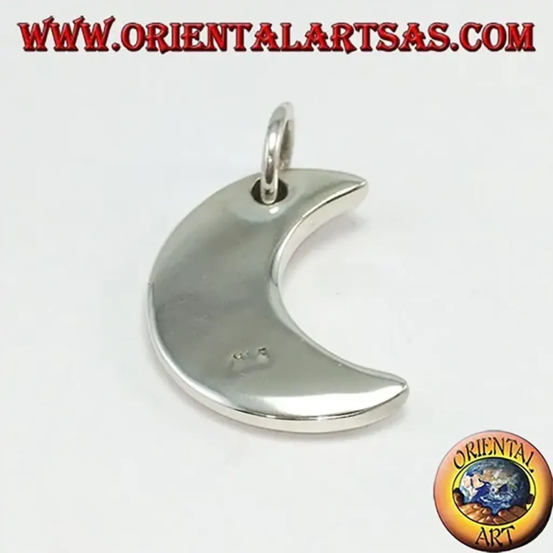 925 Silber Einfacher Glatter Solider Halbmond Anhänger