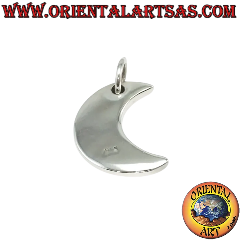 Colgante plata 925 media luna simple lisa sólida 27mm 5,6g